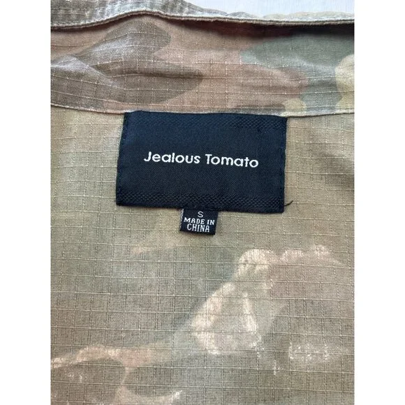 Floral Camouflage Military Style Jacket Jealous Tomato Utility Zipper Snap - Picture 9 of 14